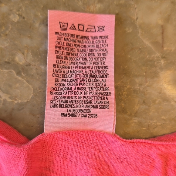 PINK Victoria's Secret Neon Pink Tank with Black Accents - Picture 4 of 5